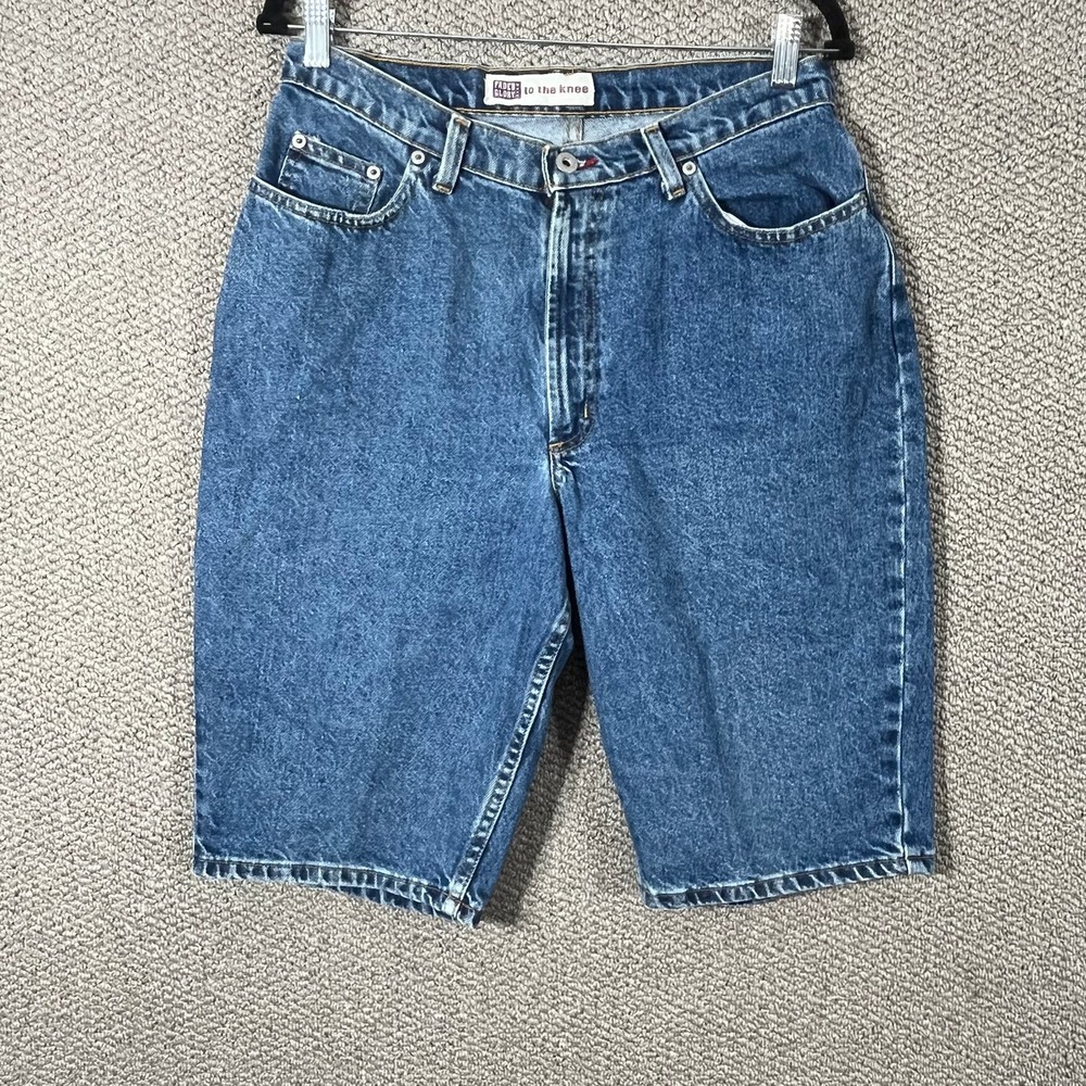 Vintage Faded Glory To The Knee Denim Shorts Boys 14 Blue Medium Wash Pockets